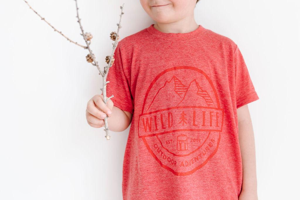 Kids Wild | Life &quot;Wild Warden&quot; T-Shirt Blended Heather Red - Wild | Life Outdoor Adventures